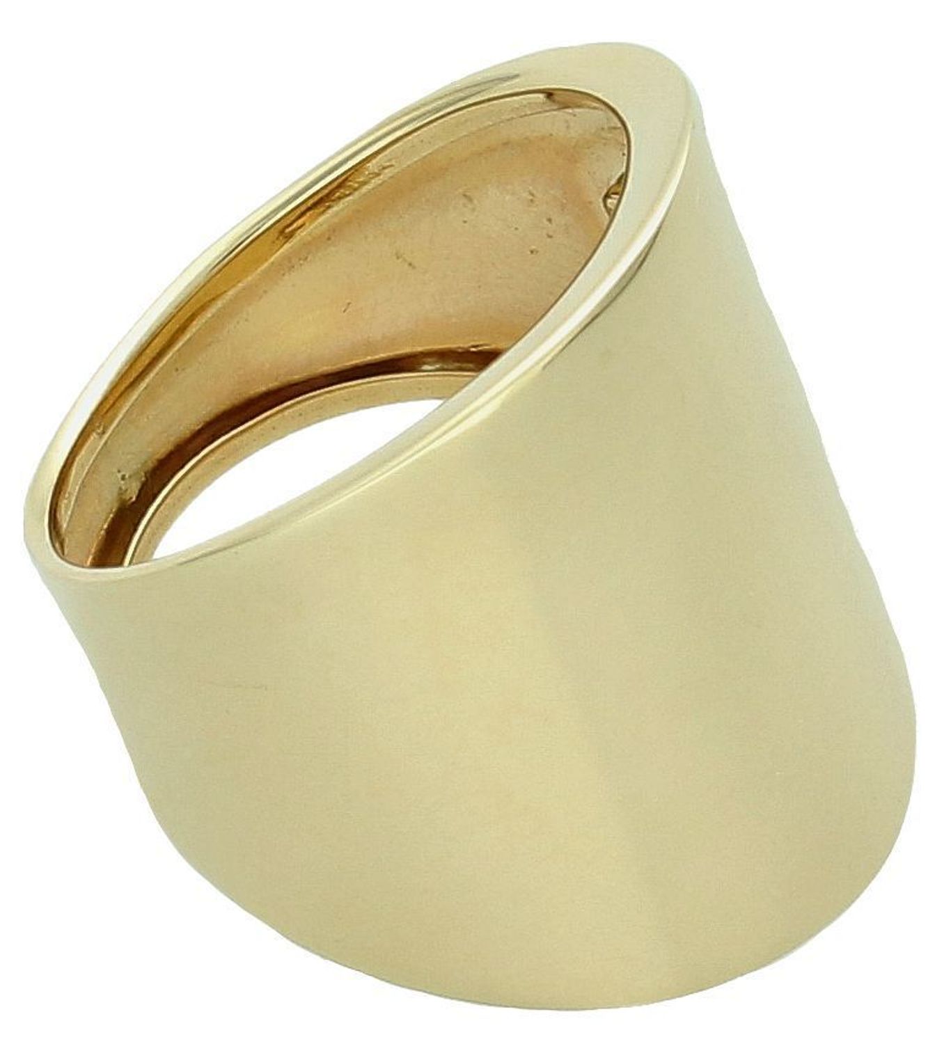 Złoty pierścionek gładki, zaokrąglony sygnet próba 585, PE2729 0144. Złota oprawa sprawia, że sygnety są luksusowe i ponadczasowe, a szeroka forma podkreśla elegancję i prestiż noszącego. 1.jpg